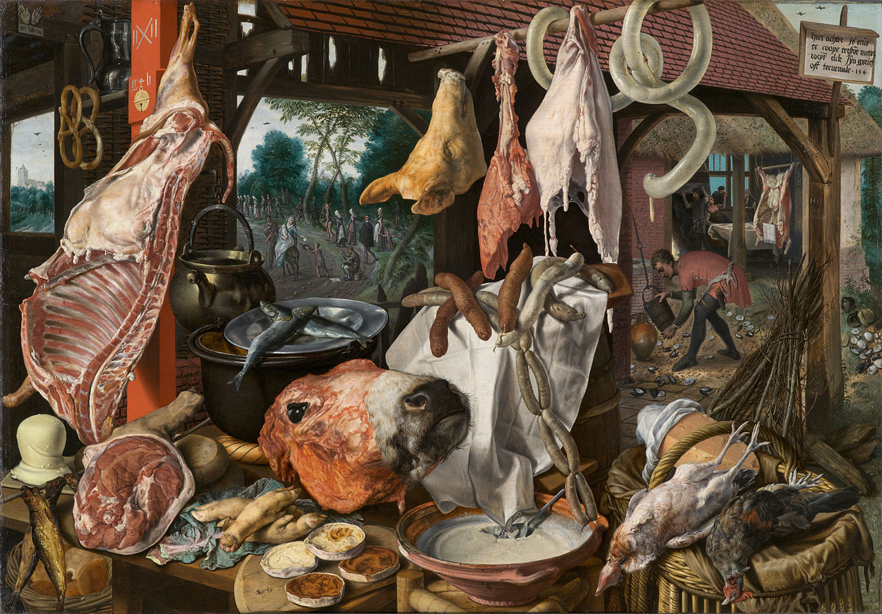 對多數人來說「吃肉」似乎是天經地義的事情。圖為十六世紀荷蘭畫家彼得·阿爾岑繪製的《A Meat Stall with the Holy Family Giving Alms》。