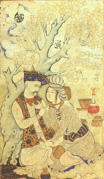 伊朗薩非王朝阿拔斯一世與他的「美酒少年」。