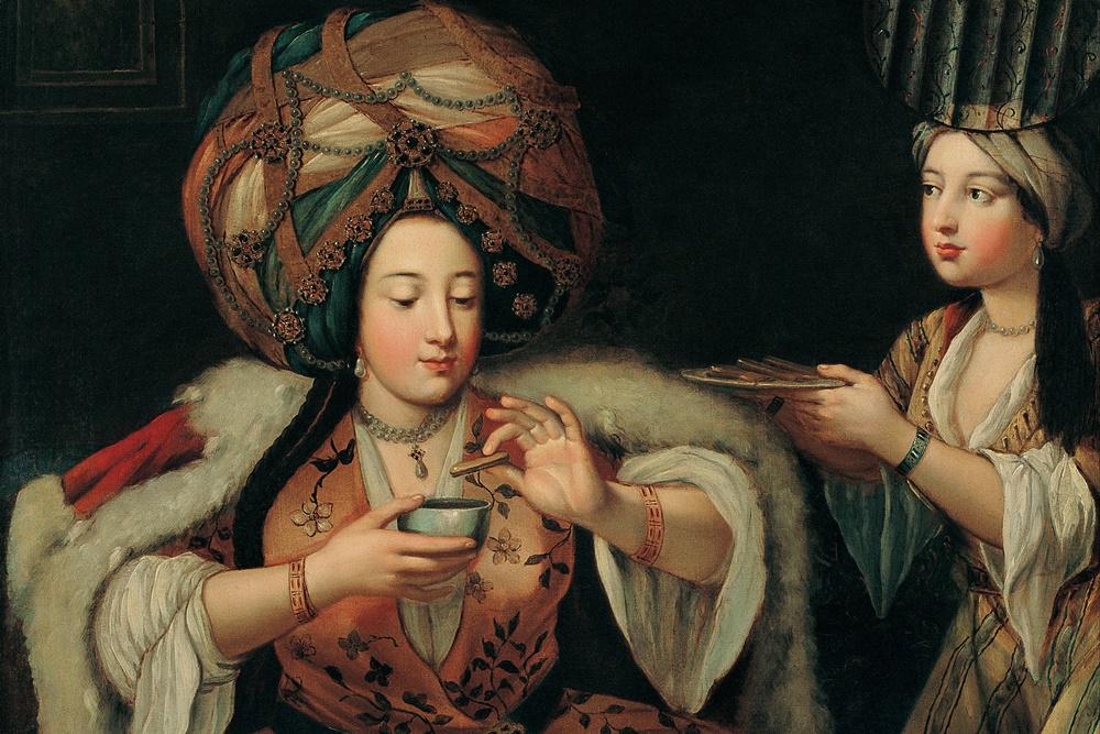 鄂圖曼帝國女子享受咖啡。
