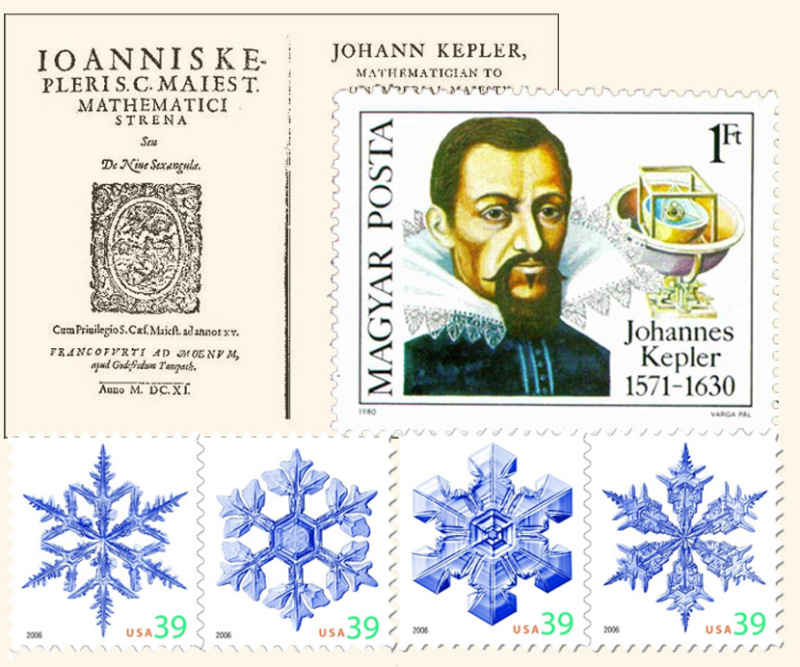 紀念克卜勒的雪花郵票。