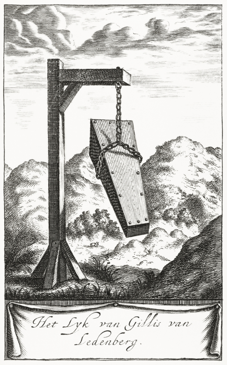16世紀荷蘭人Gilles van Leedenberch的棺材，他是一個罕見在自殺之後還被處以死刑的罪犯。