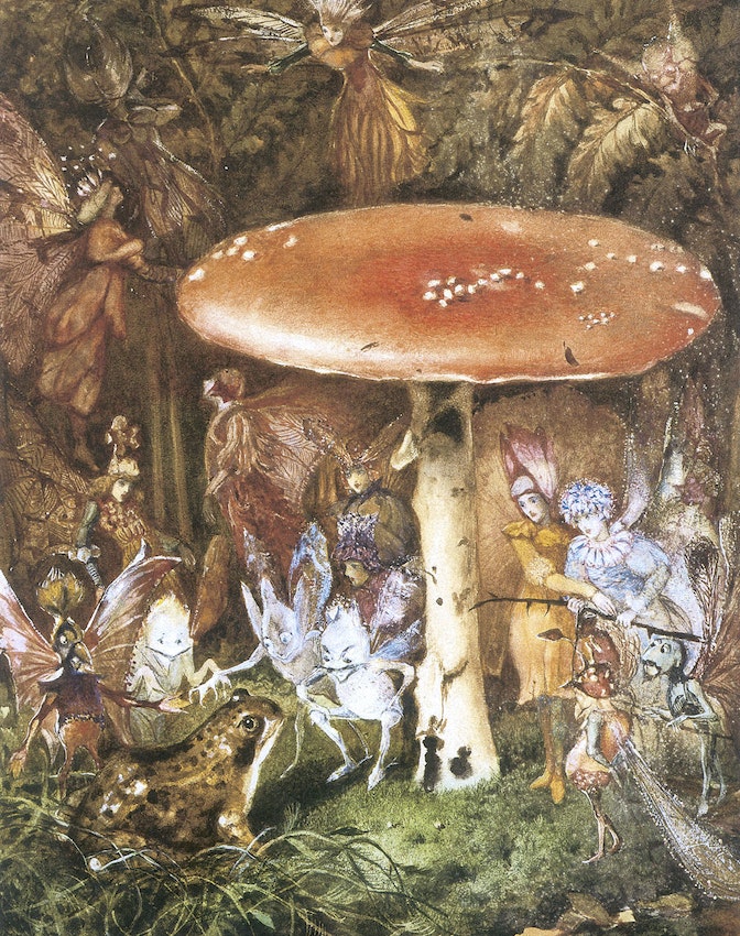 維多利亞時代的童話畫家John Anster Fitzgerald的作品《The Intruder》。