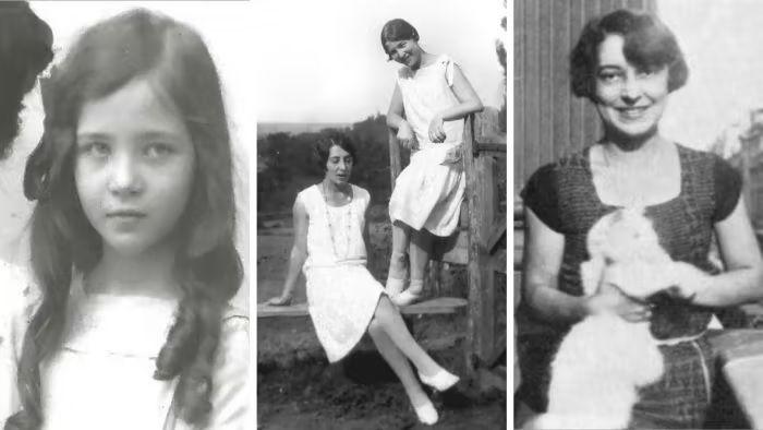 左起，1915年與扎扎相遇前夕的波娃，1928年扎扎與波娃在加涅潘合影，1928年的扎扎肖像。