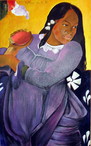 〈女人與芒果〉，高更，1892 。