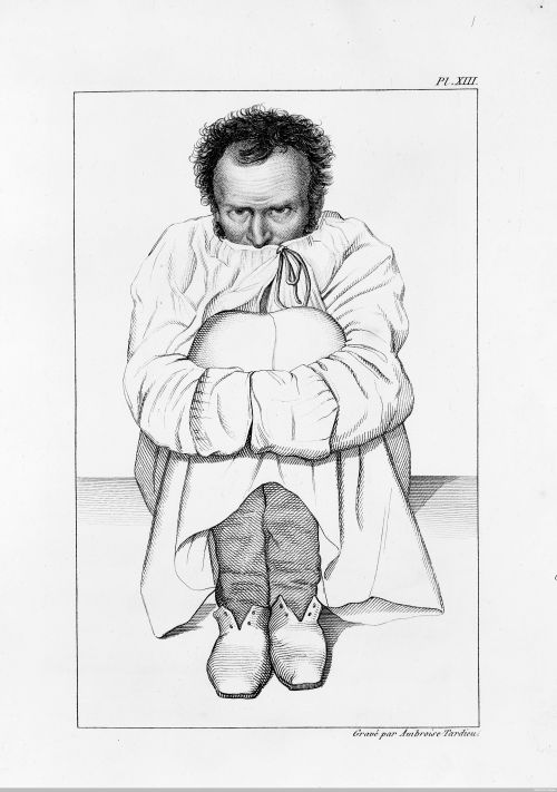 1838年精神科醫師畫下的束縛衣插畫。
