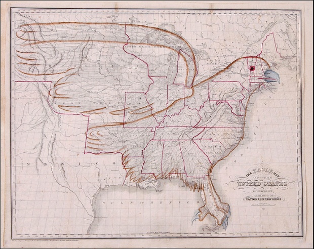 以美國國鳥白頭鷹為概念繪製成的地圖。